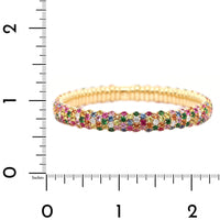 Zydo 18K Yellow Gold Multi Colored Sapphire and Diamond Stretch Bracelet