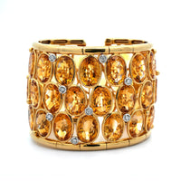 Eclat Jewels 18K Yellow Gold Diamond and Citrine Cuff Bracelet