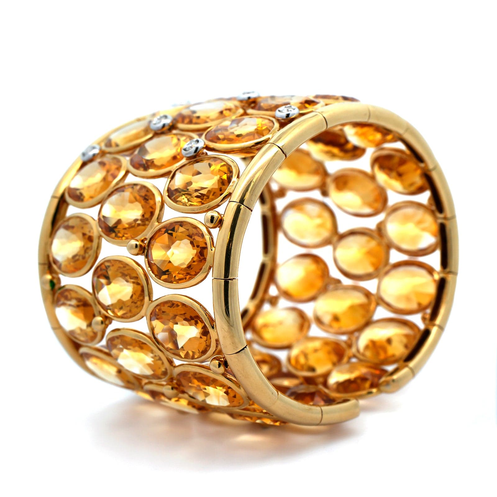 Eclat Jewels 18K Yellow Gold Diamond and Citrine Cuff Bracelet