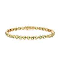 Bezel Set Tennis Bracelet 18K Yellow Gold with Peridot, 4.7mm