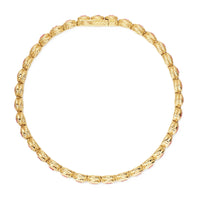 Bezel Set Tennis Bracelet 18K Yellow Gold with Pink Tourmalines, 4.7mm