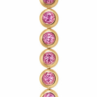 Bezel Set Tennis Bracelet 18K Yellow Gold with Pink Tourmalines, 4.7mm