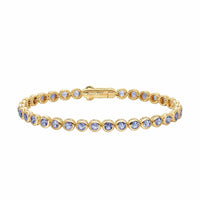 Bezel Set Tennis Bracelet 18K Yellow Gold with Tanzanite, 4.7mm