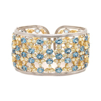 Etho Maria 18K Yellow and White Gold Yellow Diamond and Aquamarine Cuff Bracelet
