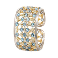 Etho Maria 18K Yellow and White Gold Yellow Diamond and Aquamarine Cuff Bracelet