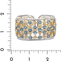Etho Maria 18K Yellow and White Gold Yellow Diamond and Aquamarine Cuff Bracelet