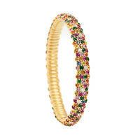 Zydo 18K Yellow Gold Multi Gemstone and Diamond Stretch Bracelet