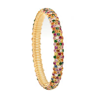 Zydo 18K Yellow Gold Multi Gemstone and Diamond Stretch Bracelet