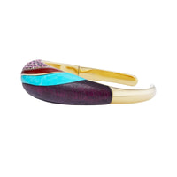 Emily P. Wheeler 18K Yellow Gold Multi Gemstone Moana Wood Dome Bracelet