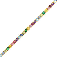 18K Yellow Gold Sapphire, Ruby, and Emerald Tennis Bracelet