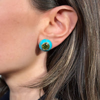 Emily P. Wheeler 18K Yellow Gold Turquoise and Peridot Stud Earrings