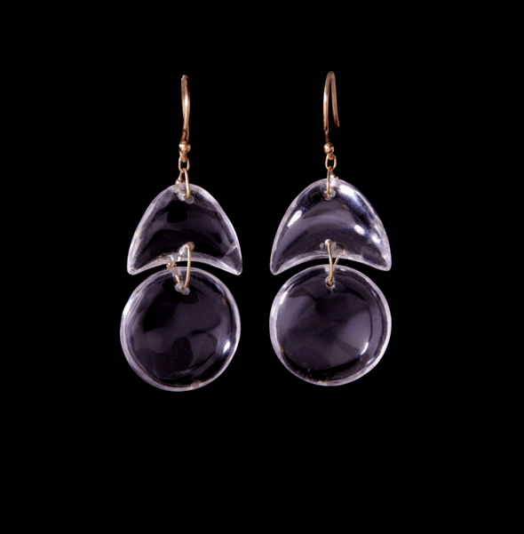 18K Yellow Gold Crystal Tiny Arp Earrings