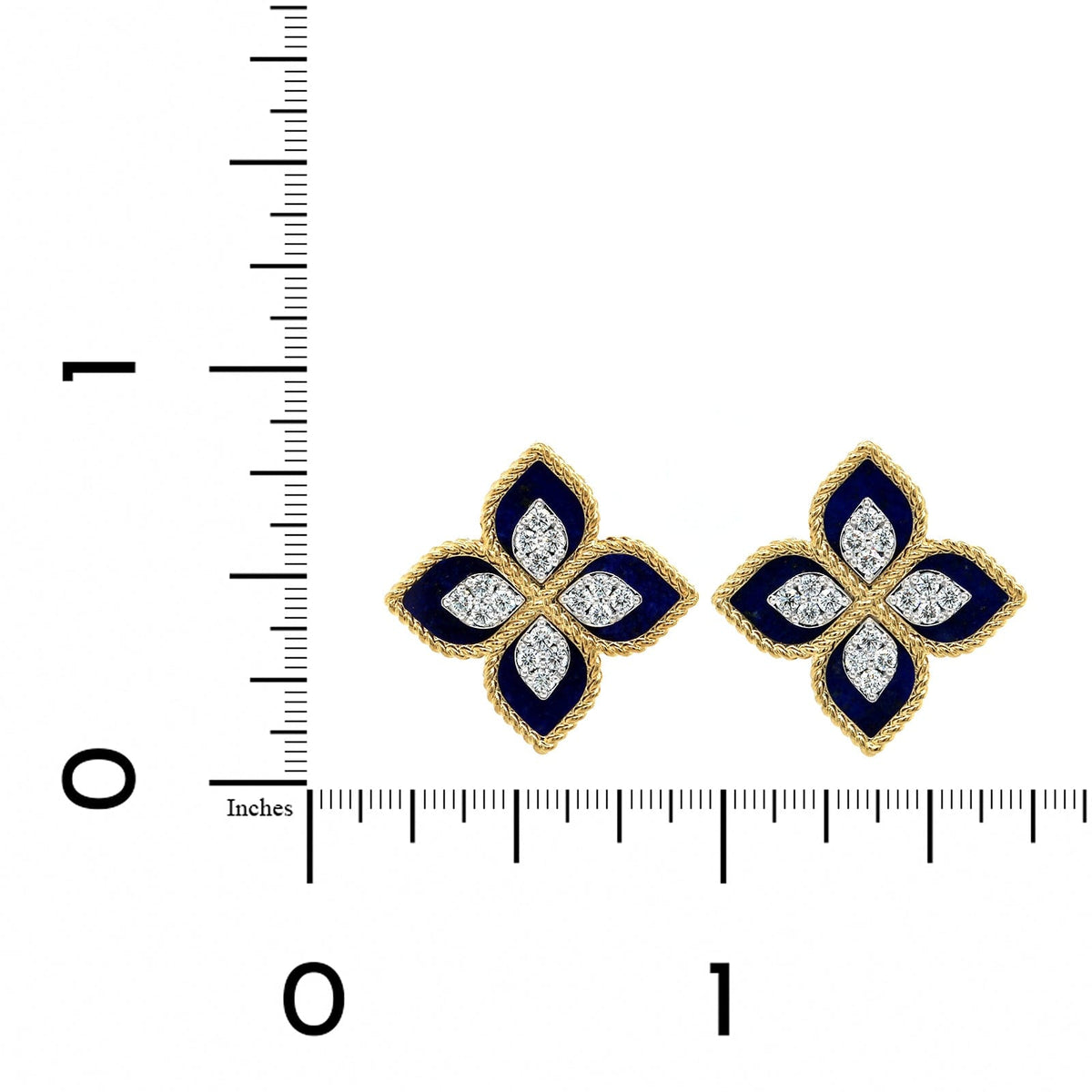 Roberto Coin 18K Yellow & White Gold Lapis Venetian Princess Diamond Stud Earrings