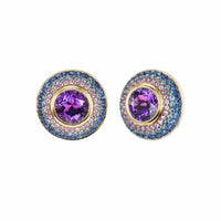 Emily P. Wheeler 18K Yellow Gold Ombre Amethyst and Sapphire Stud Earrings