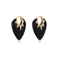 Sorellina 18K Yellow Gold Diamond and Onyx Guitar Pick Earrings