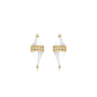 18K Yellow Pietra White Onyx Stud Earrings