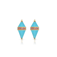 Sorellina 18K Yellow Gold Pietra Turquoise and Pink Sapphire Stud Earrings