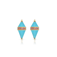 Sorellina 18K Yellow Gold Pietra Turquoise and Pink Sapphire Stud Earrings