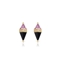 Sorellina 18K Yellow Gold Pietra Pink Topaz and Onyx Stud Earrings