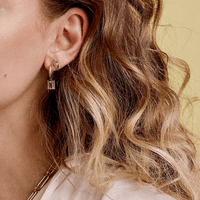 18K Yellow Pietra Pink Topaz and Onyx Stud Earrings