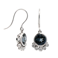 14K White Gold Round Spinel and Diamond Drop Earrings