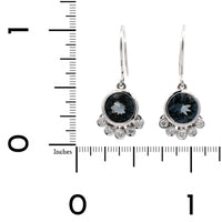 14K White Gold Round Spinel and Diamond Drop Earrings