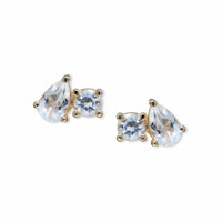 Anzie 14K Yellow Gold Topaz 2 Stone Stud Earrings