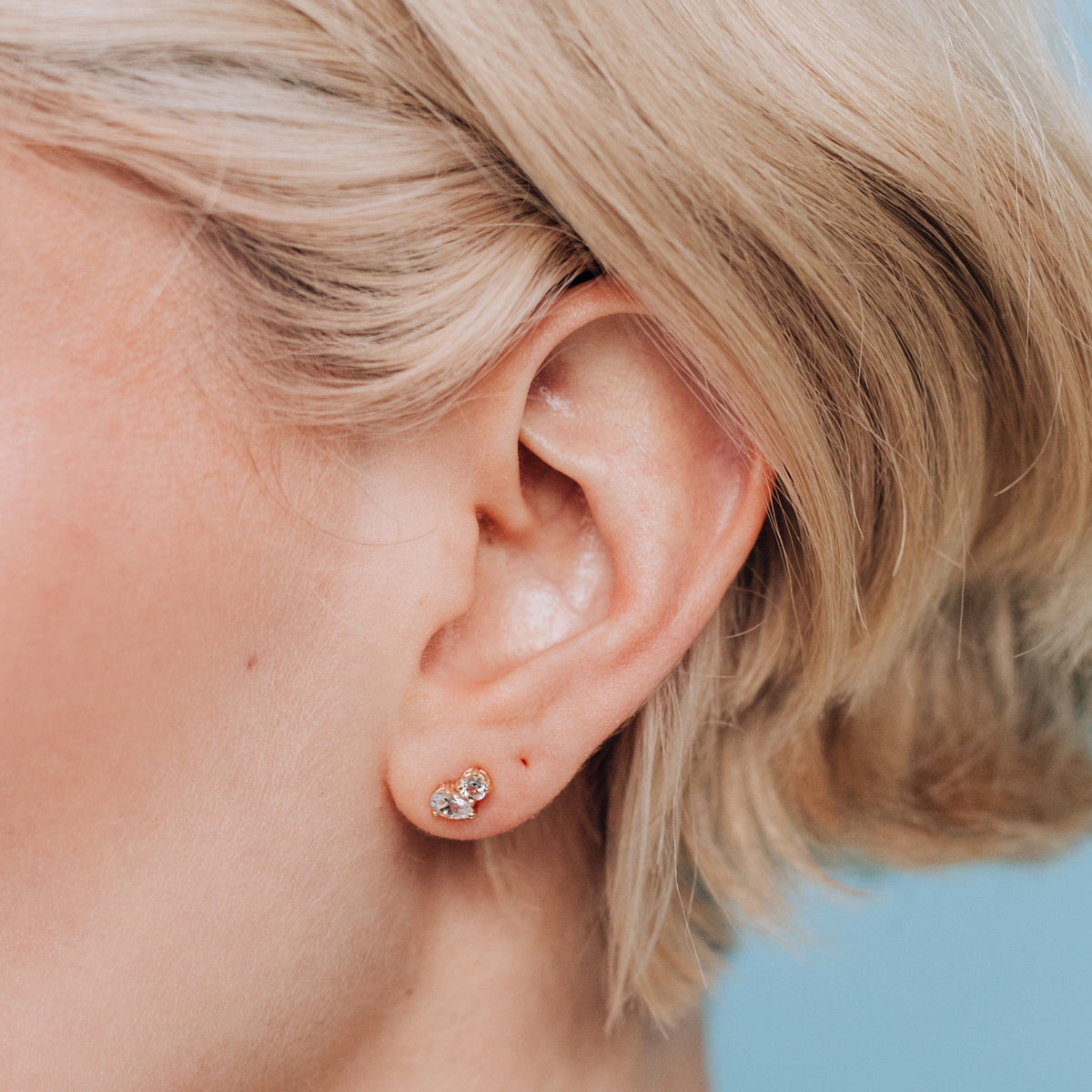 14K Yellow Gold Topaz 2 Stone Stud Earrings
