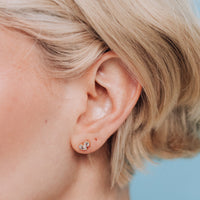 14K Yellow Gold Topaz 2 Stone Stud Earrings