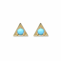 Anzie 14K Yellow Gold Turquoise Triangle Stud Earrings