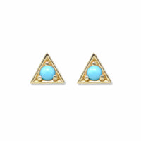 14K Yellow Gold Turquoise Triangle Stud Earrings