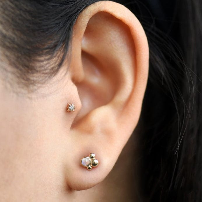 Anzie 14K Yellow Gold Moonstone Stud Earrings