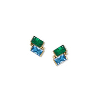 Anzie 14K Yellow Gold Emerald and Topaz Stud Earrings