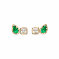 Anzie 14K Yellow Gold Emerald and Topaz Stud Earrings