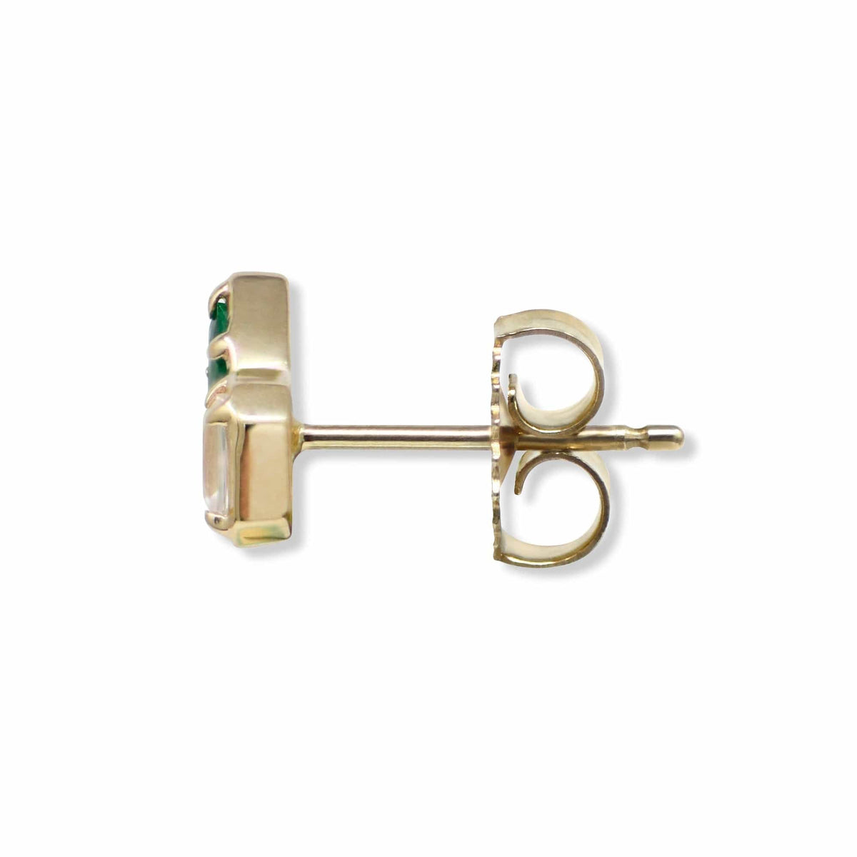 14K Yellow Gold Emerald and Topaz Stud Earrings