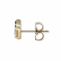 14K Yellow Gold Emerald and Topaz Stud Earrings