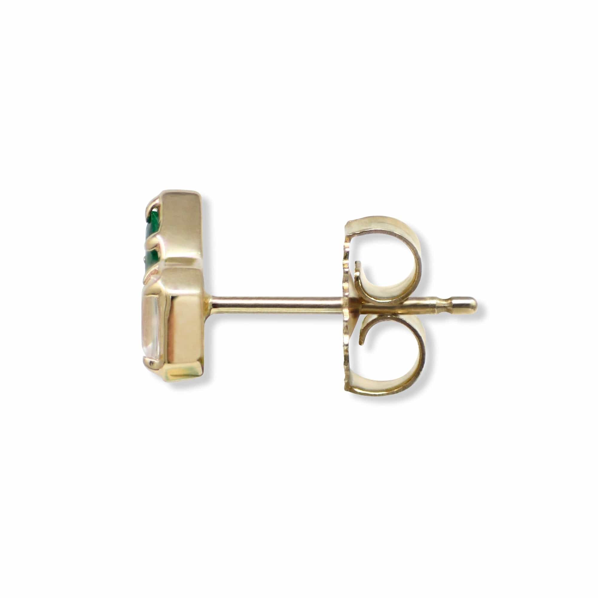14K Yellow Gold Emerald and Topaz Stud Earrings