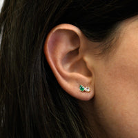 14K Yellow Gold Emerald and Topaz Stud Earrings