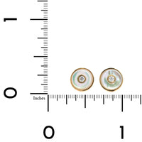 14K Yellow Gold Round Mother of Pearl and Diamond Stud Earrings