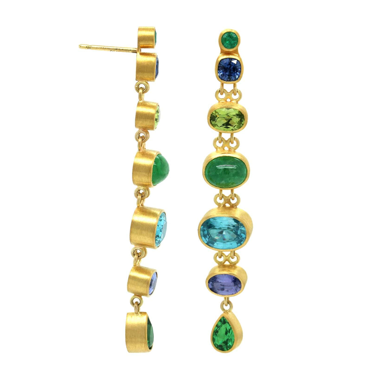 Mallary Marks 22K Yellow Gold Multi Stone Drop Earrings