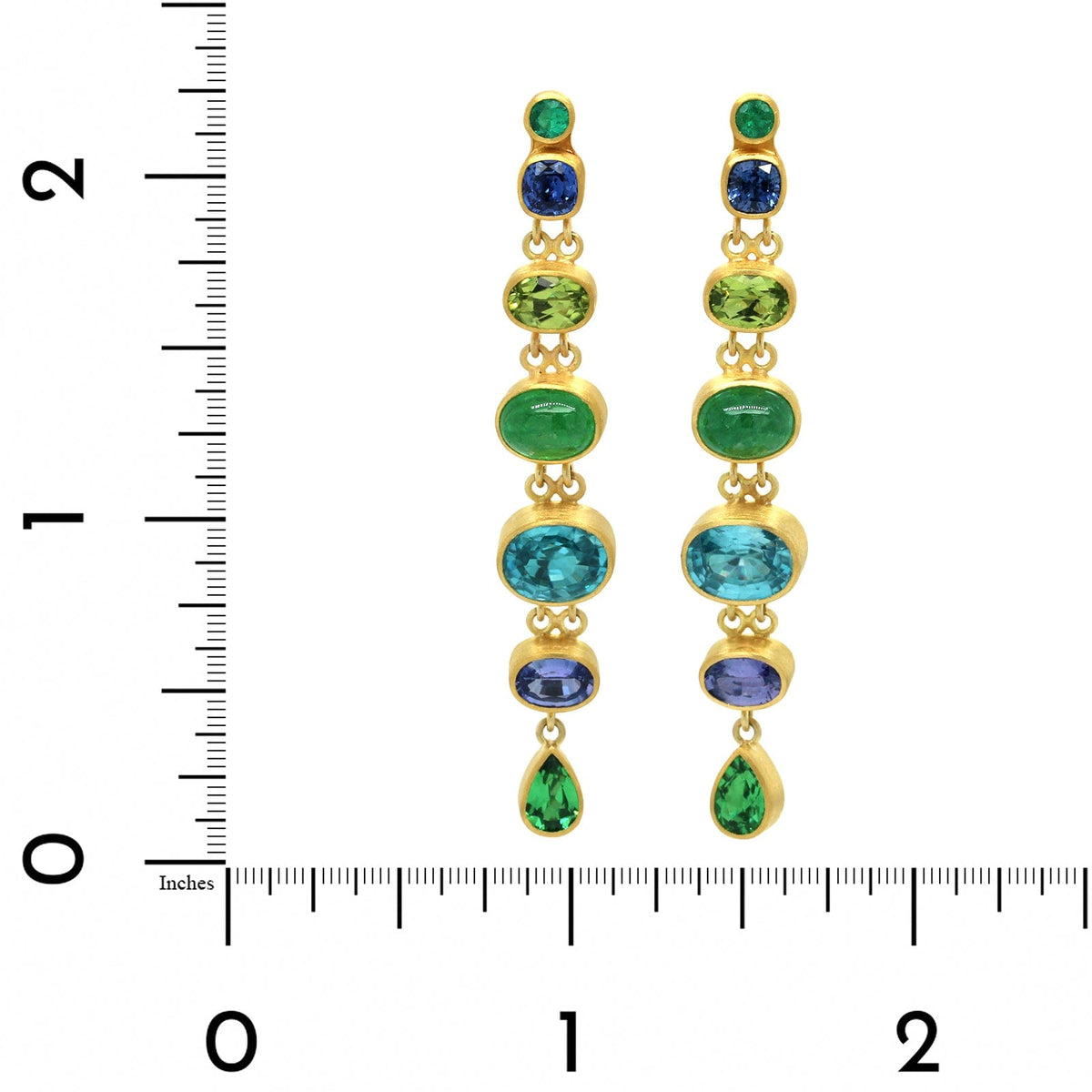 Mallary Marks 22K Yellow Gold Multi Stone Drop Earrings