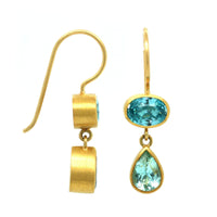 Mallary Marks 22K Yellow Gold Mint Green Paraiba Drop Earrings