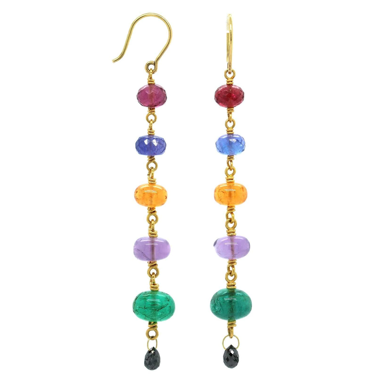 Mallary Marks 22K Yellow Gold Multi Stone Drop Earrings