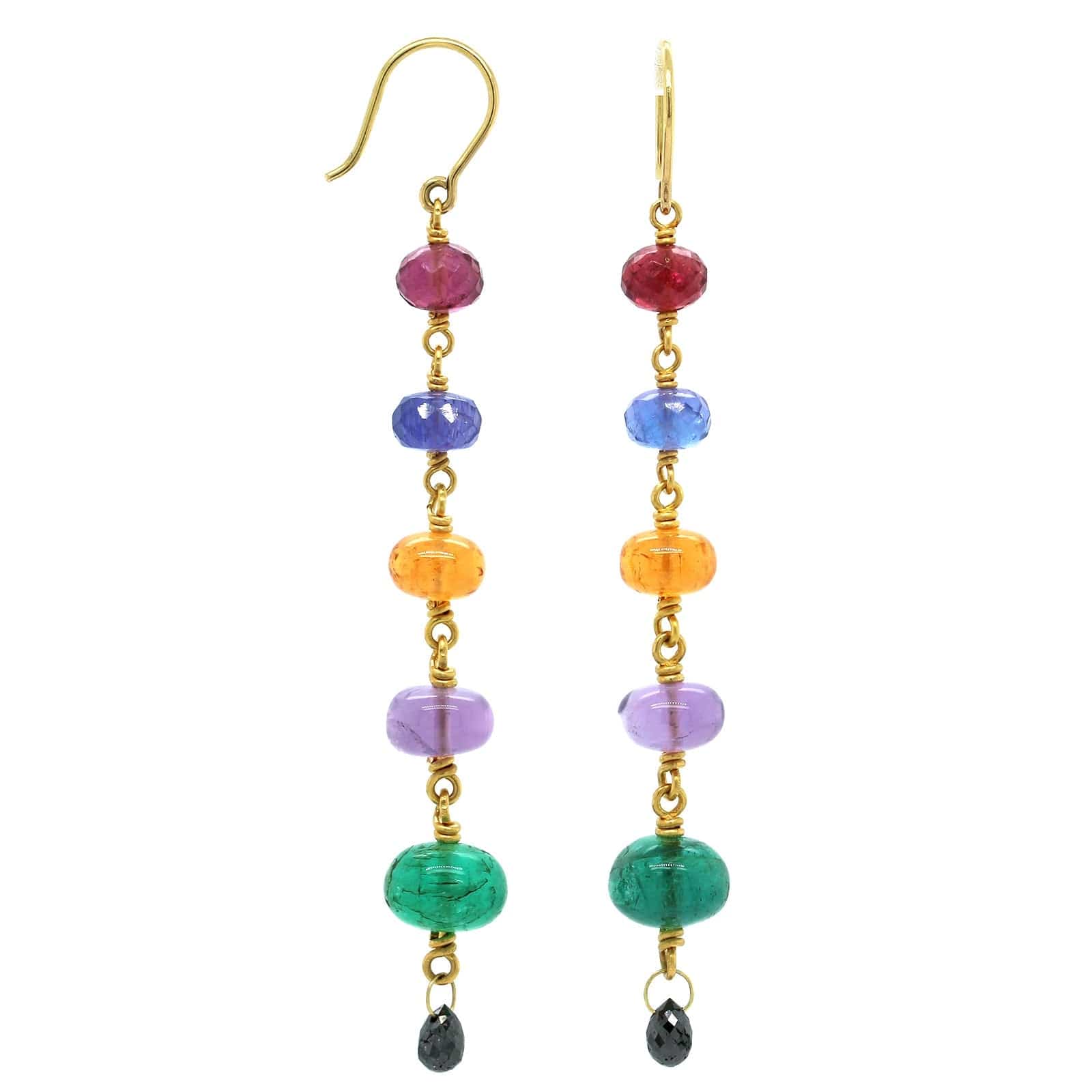 Mallary Marks 22K Yellow Gold Multi Stone Drop Earrings