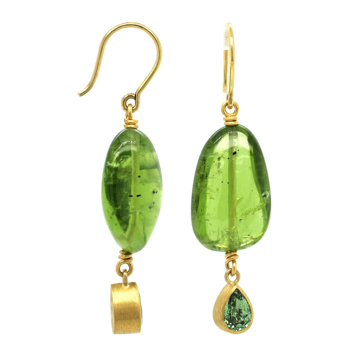 Mallary Marks 22K Yellow Gold Green Sapphire Drop Earrings