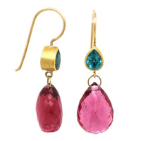Mallary Marks 22K Yellow Gold Rubellite Drop Earrings