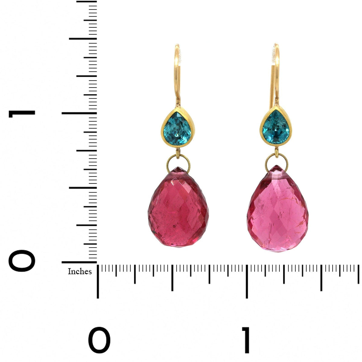 Mallary Marks 22K Yellow Gold Rubellite Drop Earrings
