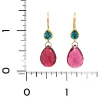 Mallary Marks 22K Yellow Gold Rubellite Drop Earrings