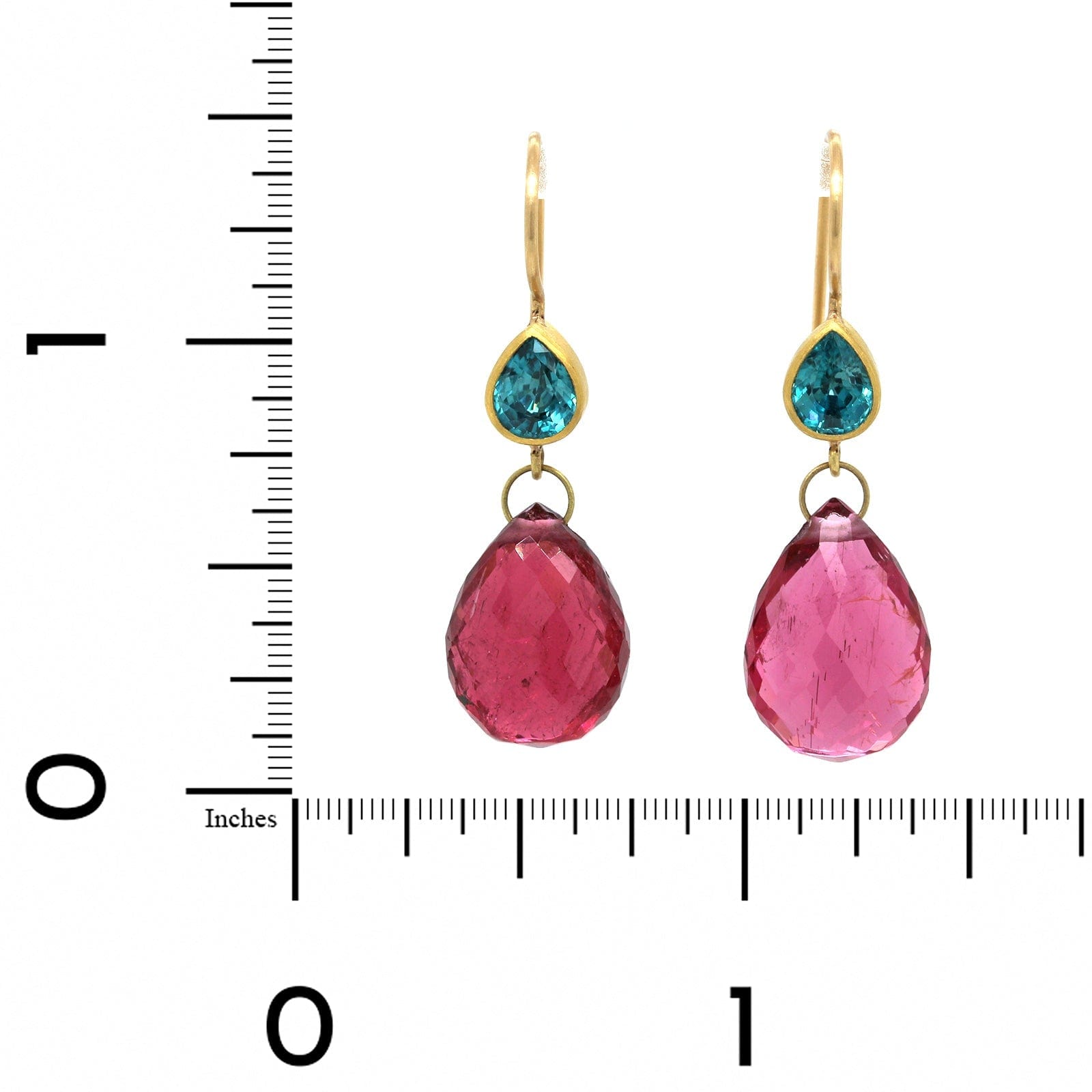 Mallary Marks 22K Yellow Gold Rubellite Drop Earrings