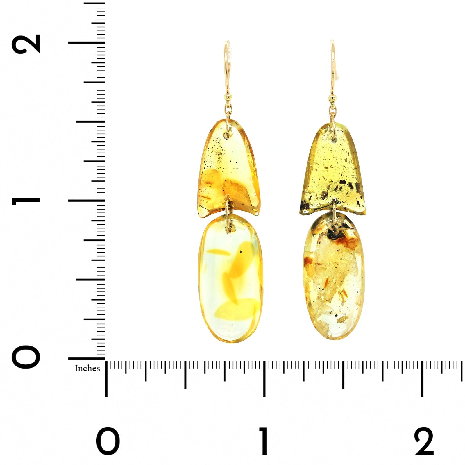 18K Yellow Gold Amber Drop Earrings